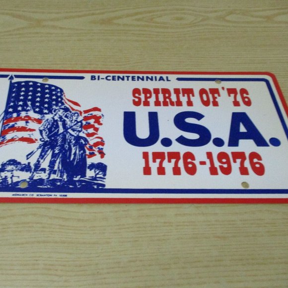 VTG Spirit of '76 USA 1776-1976 Bicentennial Booster Car Plate PLASTIC 12"x6" - Picture 2 of 5
